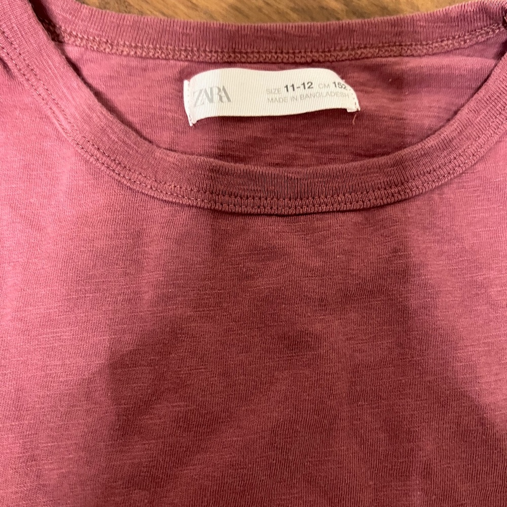 Zara Boys Long Sleeve T-Shirt Dark Pink Blush Colour Sz 11/12